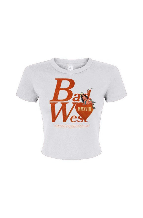 Women's cowgirl Ribbed Baby Tee White