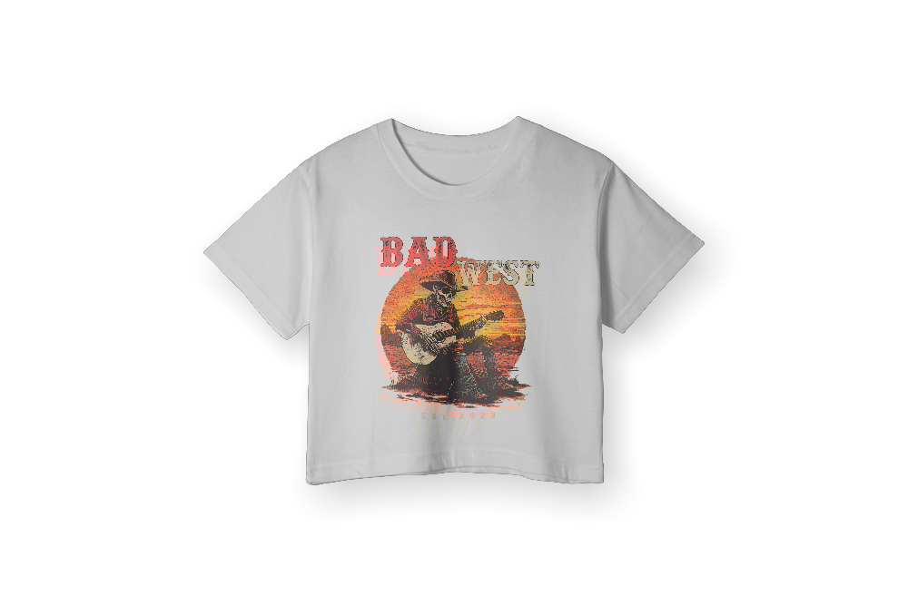 Skull Cowboy - Women's Crop - White