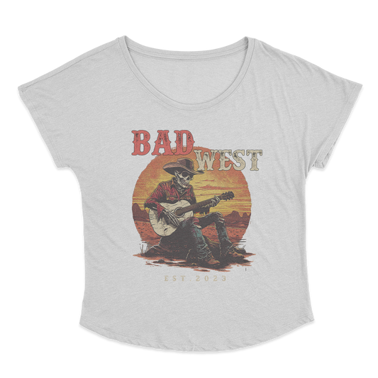 Skull Cowboy - Women's Micro Rib Baby Tee - White