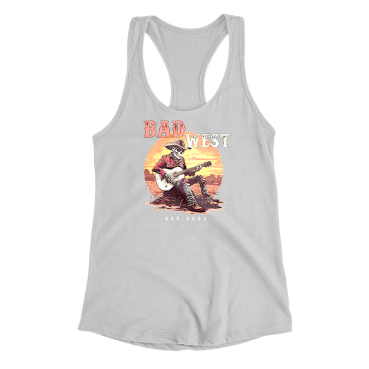 Skull Cowboy - Women's Racerback Tank - White