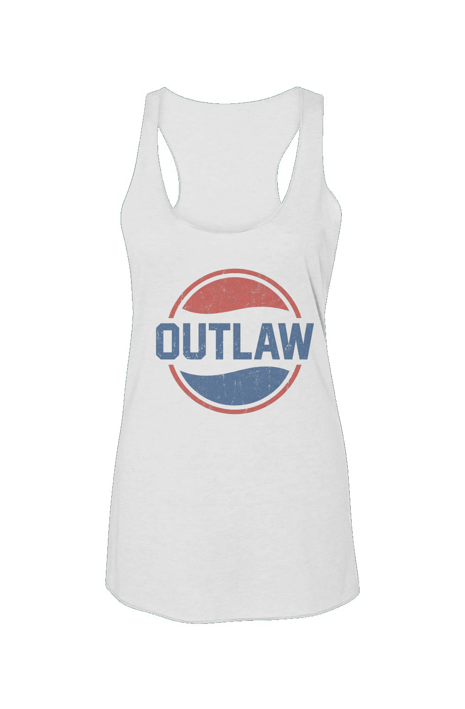 Outlaw Retro - Triblend Racerback Tank - White