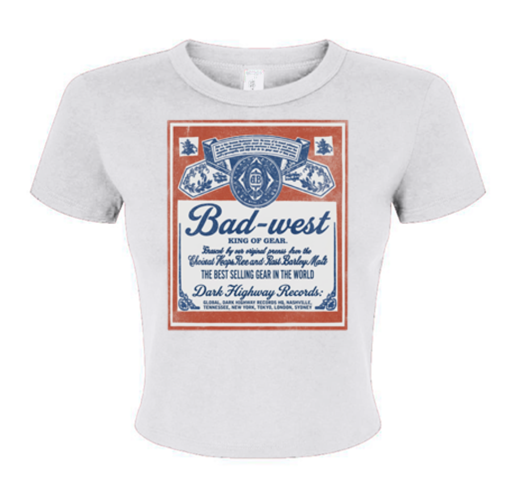 Bad West - Women's Micro Rib Baby Tee - White